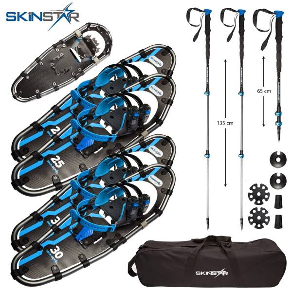 SKINSTAR Schneeschuhe SET Alu-Rahmen Schneeschuhwandern Tourenski Stock von WassersportEuropa