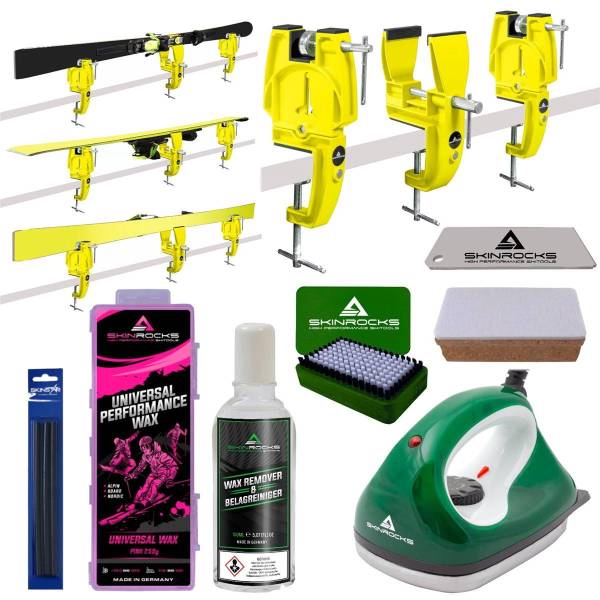 SkinRocks Skiwachs Profi Set 8-teilig Skispanner Bügeleisen Wax Ski Vice gelb SkinRocks Skiwachs Profi Set 8-teilig Skispanner Bügeleisen Wax Ski Vice gelb von WassersportEuropa