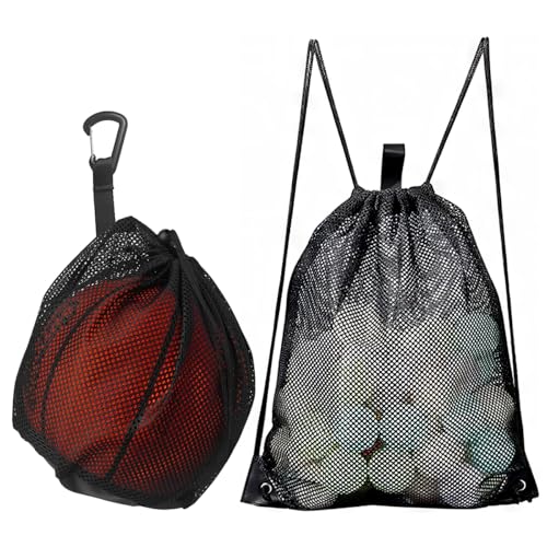 Ballnetz 1 Ball Ballsack Balltasche Fussball Basketball Tasche mit Haken Wird mit Einem Netzrucksack mit Kordelzug Geliefert Fußball Zubehör für Fußball Basketball Tennis Volleyball von WatDenyFine