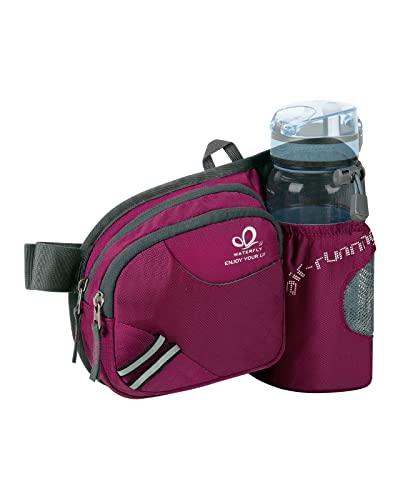 WATERFLY Gürteltasche Bauchtasche mit Flaschenhalter Damen und Herren, Atmungsaktiv Sport Hüfttasche für Laufen Radfahren Camping Klettern Reisen Wandern Joggen Hundetraining von WATERFLY