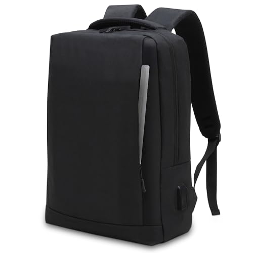 Waytex 15 Zoll wasserdichter Laptop-Rucksack mit USB-Ladeanschluss Multi Taschen schwarz, Schwarz, 15 pouces, Zeitgenössisch von Waytex