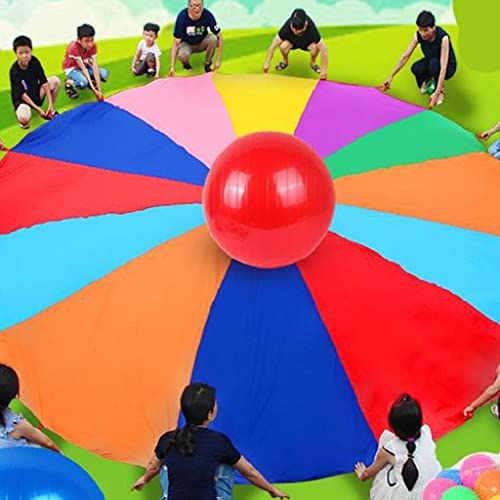 Play Parachute, Spielfallschirm for Kinder, verstärkte Doppelnähte, richtige Auswahl passender Farben for kooperative Teambuilding-Spiele for Kinder, Spielplatzaktivitäten im Freien (5 x 5 m) von WchsTUmpxN