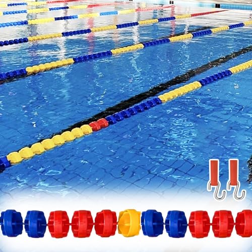 Trennboje, Poolteiler, 4,3 m, 5,7 m, 6,1 m, 7,3 m, Pool-Trennseil, Schwimmhilfen, Pool-Bahn-Trennleine mit 2 Haken, sechseckige Boje mit Ballbahnmarkierung for Unterteilen des Pools(Nylon Rope,L4m/13. von WchsTUmpxN