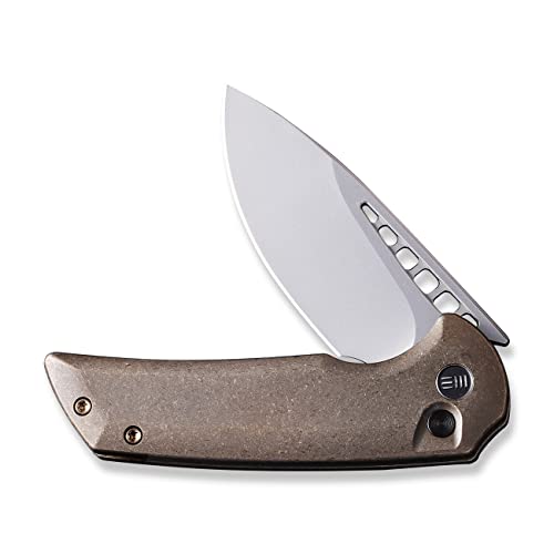 WE Knife Mini Malice Button Lock 054BL-4 20CV Stainless and Bronze Titanium Pocket Knives WE054BL-4 von WE