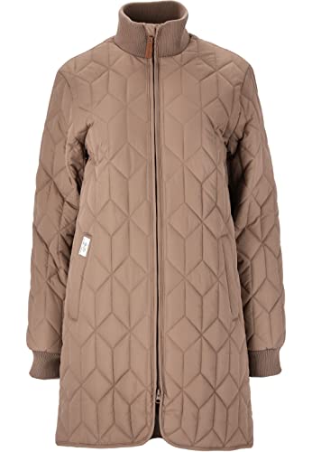 Weather Report Damen Steppjacke Nokka W Long Quilted Jacket I atmungsaktiver Steppmantel I Lange Jacke mit hohen Kragen 1137 Pine Bark 44 von Weather Report