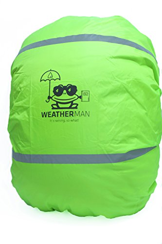 Weatherman wasserdichter Regenschutz für Schulranzen und Rucksack, Signalfarbe, mit Gummizug, Regenhülle, Sicherheitsüberzug, Sicherheitshülle, Schutzhülle, Regenschutzhülle (Grün) von WEATHERMAN