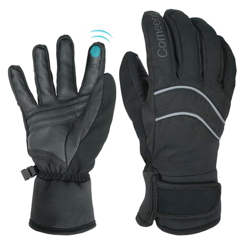 Wecdoit Kinder Schnee Handschuhe, 1-Paar Winddichte wasserdichte 3M Thinsulate Ski Handschuhe für Jungen und Mädchen, Touchscreen Winter Handschuhe für Radfahren Snowboarden(Schwarz,S) von Wecdoit