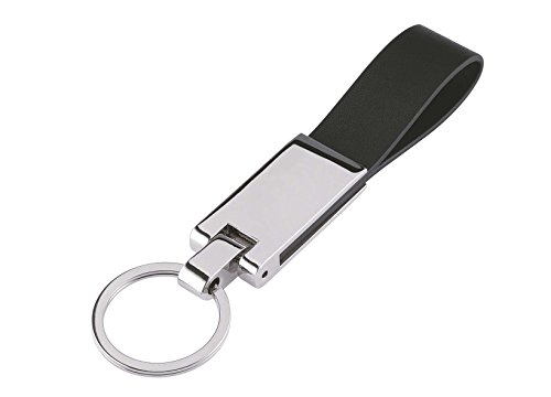 Wedo 2053420 Schlüsselanhänger Style (Leder / Zinklegierung, glänzend verchromt, 8,7 x 2,0 x 0,8 cm) silber / schwarz von WEDO