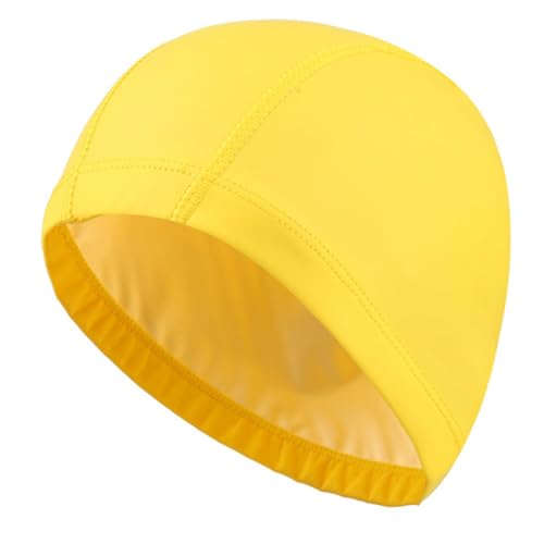 Schwimmkappe PU wasserdichte Schwimmhut elastische Ohren Schutz Schwimmzubehör gelb, Schwimmhut von Weduspaty