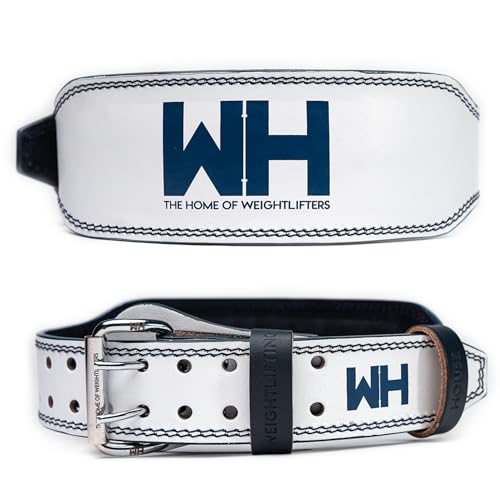 Weightlifting House Elite Leather Belt (White & Blue, XXL) von Weightlifting House