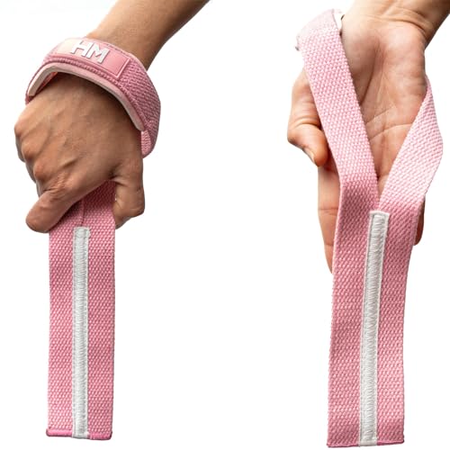 Weightlifting House Wrist Straps for Olympic Weight Lifting, Snatch, Pulls and Deadlifts. Neoprene Padding for Extra Comfort (Pink) von Weightlifting House
