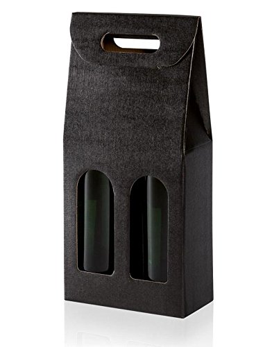 10 Stück Tragekarton Fineline Black (schwarz) für Zwei Flaschen Wein/Sekt,Geschenkkarton von Weinkarton24.com