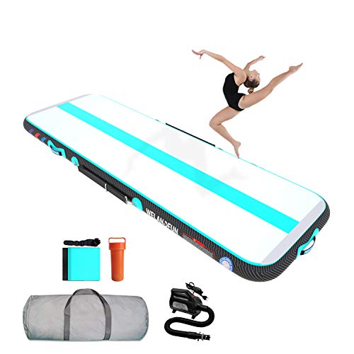 WelandFun Tumbling Matten Aufblasbare Gymnastik 3/4/5/6M Trainingsmatte Kohlefaser Tumble 10/15/20cm Dick Gymnastikmatte Turnmatte Bodenmatte Inflatable Yogamatte Taekwondo Matte with Pumpe GGREEN von WelandFun