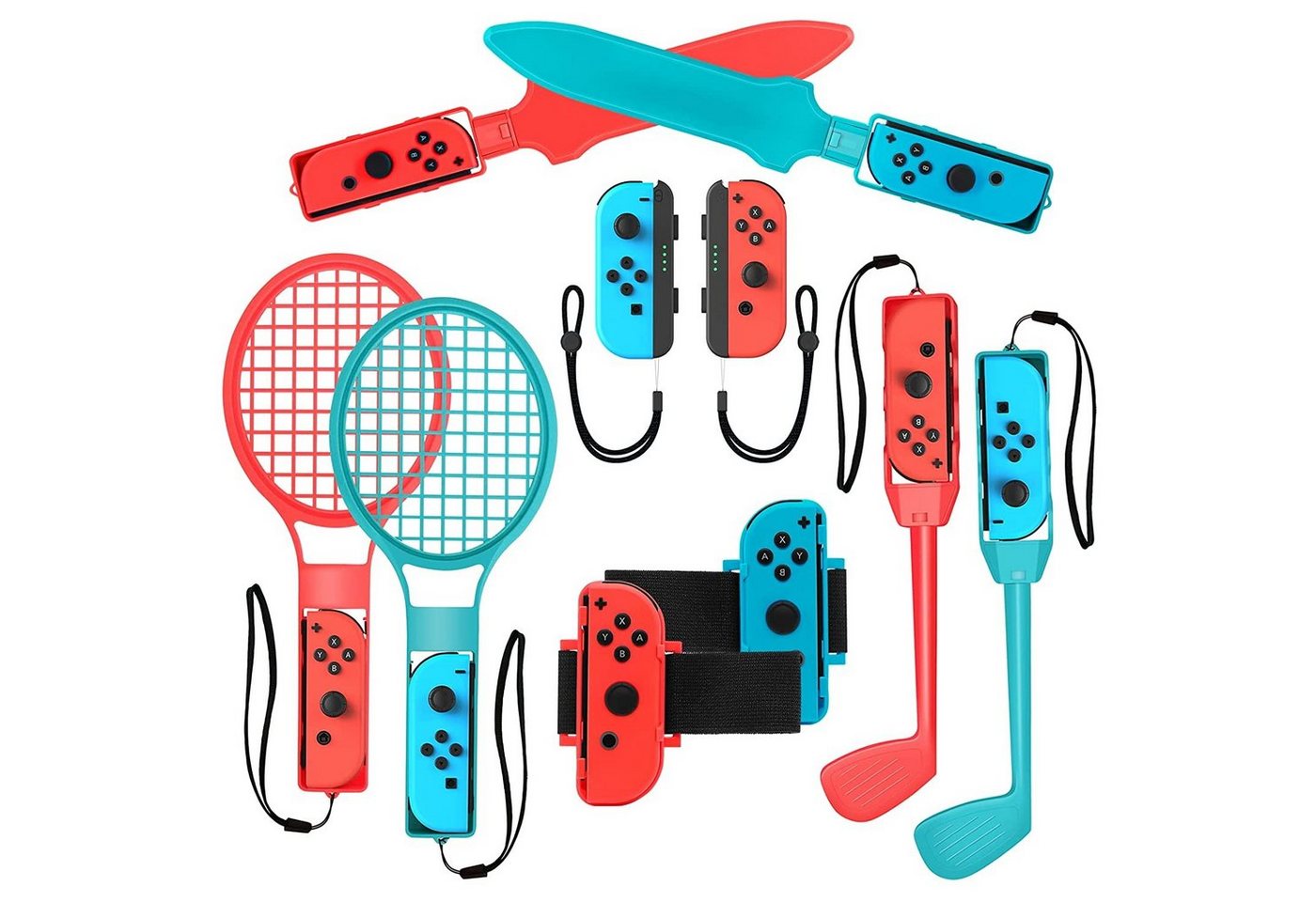 Welikera 10-in-1 Switch Spiele Zubehör Sets für Kinder Nintendo Switch Sports Controller (10 St) von Welikera