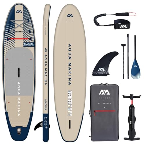 Aqua Marina Stand Up Paddle Magma 340x84cm - Aufblasbares SUP Board mit Reißverschlussrucksack, Double Action Pumpe, Sports III Paddel, Mittelfinne und Sicherheitsleine - Ideal für alle Wassersportar Aqua Marina Stand Up Paddle Magma 340x84cm - Aufblasbares SUP Board mit Reißverschlussrucksack, Double Action Pumpe, Sports III Paddel, Mittelfinne und Sicherheitsleine - Ideal für alle Wassersportar von Wellness Point