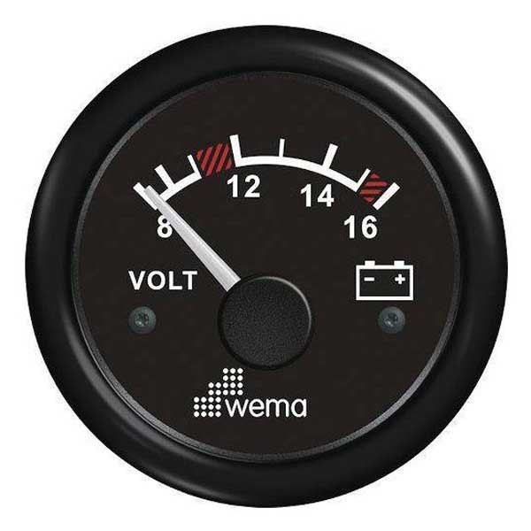 Wema Blackline 8-16v Voltmeter Schwarz 52 mm von Wema