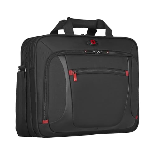 WENGER Sensor Laptop-Tasche zum Umhängen, Notebook bis 16 Zoll, Tabletfach bis 10 Zoll, Aktentasche, Organizer, 9 l, Damen Herren, Büro Business-Reisen Uni, Schwarz, 600643 von WENGER