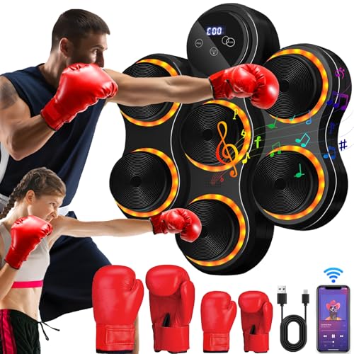 Wenosda Musik-Boxmaschine,Bluetooth-Musik-Boxmaschine, Wandmontiertes Box Maschine mit Boxhandschuhen für Erwachsene und Kinder, 9 Geschwindigkeitsmodi 9 einstellbare Geschwindigkeiten und Zählmodi Wenosda Musik-Boxmaschine,Bluetooth-Musik-Boxmaschine, Wandmontiertes Box Maschine mit Boxhandschuhen für Erwachsene und Kinder, 9 Geschwindigkeitsmodi 9 einstellbare Geschwindigkeiten und Zählmodi von Wenosda