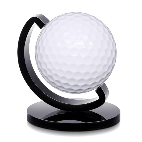 Wenqik Globusförmiger Golfballhalter, schwarz, Tellurian Golfball-Display, Acryl, Tisch-Golfball-Ständer für einzelne Golfbälle für Schreibtisch, Bücherregal, Bücherregal, Regal oder Kaminsims von Wenqik