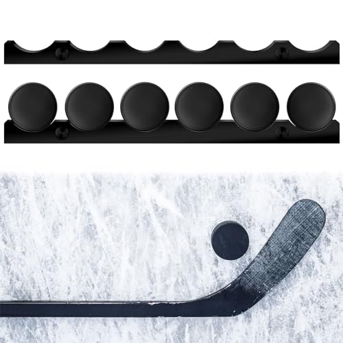 Wenqik Hockey Puck Vitrine Wandhalterung Acryl Hockey Puck Halter Rack mit glatten Rillen Wandregal Halter für 6 Pucks für Wohnzimmer Dekorationen, schwarz, 55 x 4 x 2 cm von Wenqik