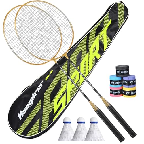 Badmintonschläger-Set – Praktische Badminton-Ausrüstung Für Erwachsene | Einfach Zu Bedienendes Professionelles Badminton-Set Für Erwachsene | 2 Stück Leichte Badmintonausrüstung Mit Schweißabsorbiere von Weppduk