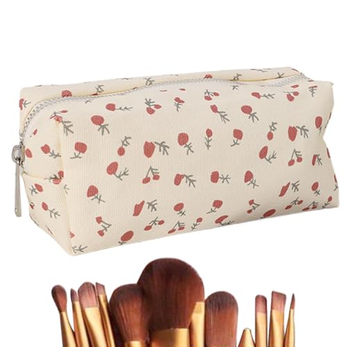 Weppduk Federmäppchen mit Blumenmotiv, niedliche Make-up-Tasche, Federmäppchen Kirsche für Make-up-Zubehör, Wiederverwendbare Blumen-Stifttasche, multifunktionaler Make-up-Aufbewahrungs-Organizer für von Weppduk