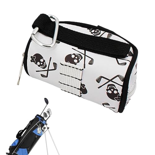 Weppduk Golftasche, Golfballtasche,Golfballhalter mit Totenkopfmuster - Sportzubehör, Golfzubehörhalter für Männer und Frauen, Aufbewahrungstasche, Aufbewahrung von 2 Bällen und 1 Tee von Weppduk