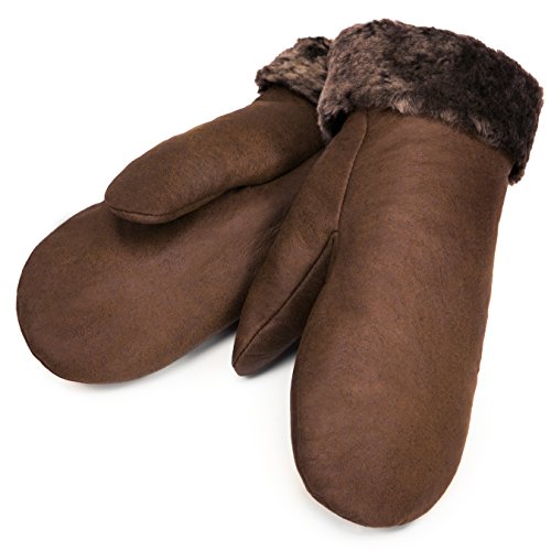 Werner Christ Lammfell Fäustlinge warme, Lange Unisex Fausthandschuhe aus echtem Fell, Winter-Handschuhe für Damen und Herren in Hellbraun, Größe 6 von Werner Christ