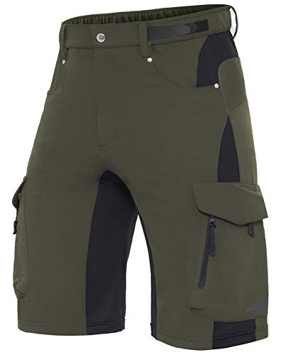 Wespornow Kurze Hosen Herren Cargo Shorts Herren mit 6 Taschen Arbeitshosen Männer Kurz Bermuda Wanderhose Fahrradhose Cargohose Chino Stretch Sommer Wandershorts MTB Hose (Grün, L) von Wespornow