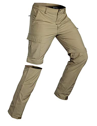 Wespornow Herren Zip-Off-Wanderhose-Abnehmbar-Trekkinghose, Atmungsaktiv Outdoorhose Arbeit Hosen Schnell Trockend Sommer Funktionshose mit 5 Taschen (Khaki, S) von Wespornow