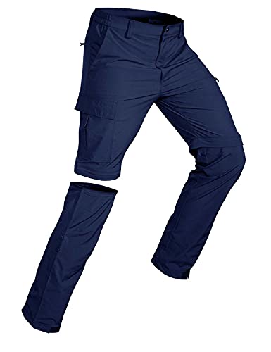 Wespornow Herren Zip-Off-Wanderhose-Abnehmbar-Trekkinghose, Atmungsaktiv Outdoorhose Arbeit Hosen Schnell Trockend Sommer Funktionshose mit 5 Taschen (Navy, L) von Wespornow