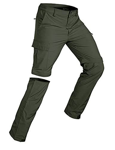 Wespornow Herren Zip-Off-Wanderhose-Abnehmbar-Trekkinghose, Atmungsaktiv Outdoorhose Arbeit Outdoor-Hosen-Cargohose Schnell Trockend Sommer Funktionshose mit 5 Taschen (Grün, 6XL) von Wespornow
