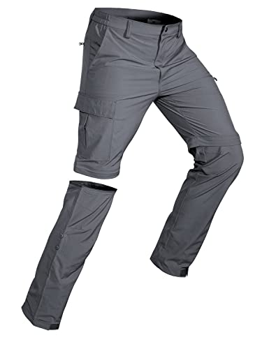 Wespornow Wanderhose-Herren-Cargohose-Zip-Off-Outdoor-Hosen-Abnehmbar-Trekkinghose, Atmungsaktiv Outdoorhose Softshellhose Schnell Trockend Sommer Funktionshose mit 5 Taschen (Hellgrau, 3XL) von Wespornow