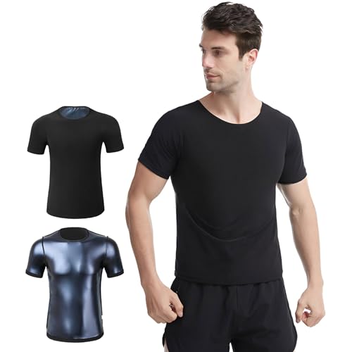 Sauna Weste Herren, Schwitzanzug Herren Zum Abnehmen, Saunaanzüge Herren Saunashirt Sauna Shapewear Fettverbrennung Bauchkontrolle Schwitz-Tanktop, L/XL,Blue von Weyot