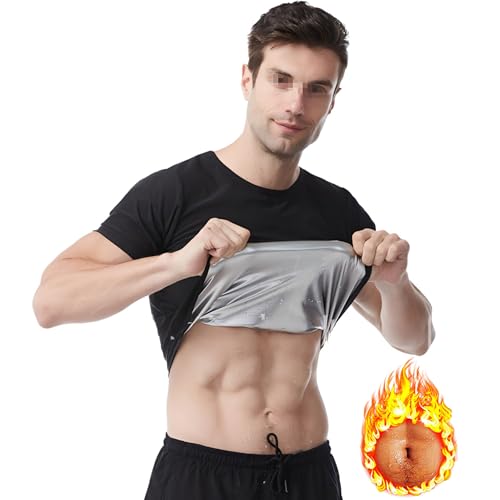 Sauna Weste Herren, Schwitzanzug Herren Zum Abnehmen, Saunaanzüge Herren Schwitzweste Fitness Body Shaper Sauna Effekt Gewichtsverlust Bauchweg Tank Top Herren Saunaweste, L/XL,Silver von Weyot