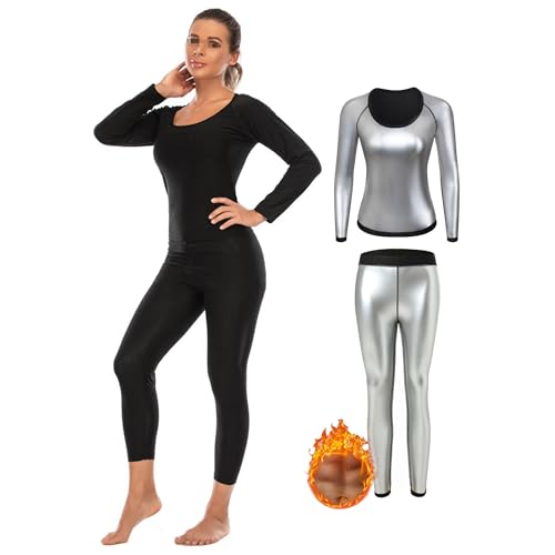 Saunaanzüge Damen, Schwitzanzug Damen Zum Abnehmen, Sauna Sportanzug Fitness Sportshirt Trainingshose Abnehmen Schnell Fettverbrenner, Sauna Effekt Gewichtsverlust Fitness Body Shaper , L-XL,Black Saunaanzüge Damen, Schwitzanzug Damen Zum Abnehmen, Sauna Sportanzug Fitness Sportshirt Trainingshose Abnehmen Schnell Fettverbrenner, Sauna Effekt Gewichtsverlust Fitness Body Shaper , L-XL,Black von Weyot