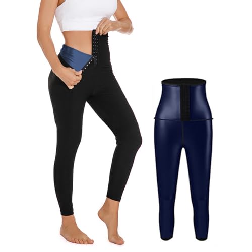 Schwitzhose Zum Abnehmen, Sauna Leggings Damen, High Waist Sweat Sporthose Bauch Weg Schwitzen Shape Leggings Jogginghose Für Gym Yoga Fitness,S/M,Blue Schwitzhose Zum Abnehmen, Sauna Leggings Damen, High Waist Sweat Sporthose Bauch Weg Schwitzen Shape Leggings Jogginghose Für Gym Yoga Fitness,S/M,Blue von Weyot