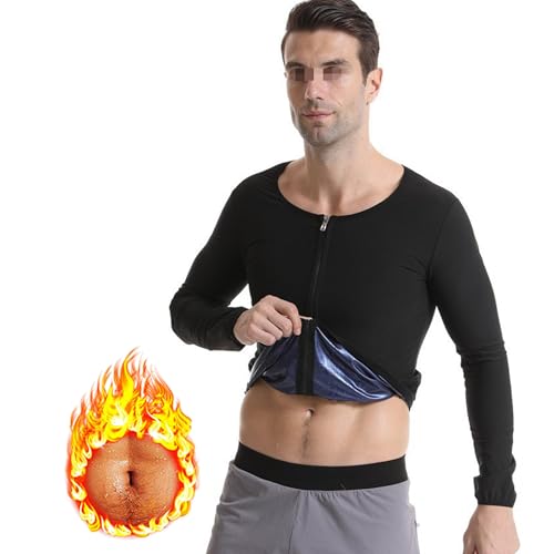 Weyot Sauna Jacke Herren, Schwitzanzug Herren Zum Abnehmen, Saunaanzüge Sauna Shirt Mit Reißverschluss, Fitness Body Shaper Schwitzeffekt Fettverbrennungs Trainingsjacke,2XL,Blue von Weyot