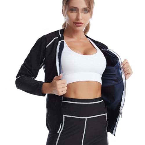 Weyot Sauna Shirt Für Damen, Schwitzanzug Zum Abnehmen, Saunaanzug Damen Langarm Workout-Oberteil, Sauna Shapewear Schwitzeffekt Fettverbrennung Training Sweatshirt Top,S,Black von Weyot