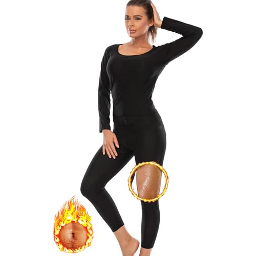 Weyot Saunaanzüge Damen, Schwitzanzug Damen Zum Abnehmen, Sauna Sportanzug Fitness Sportshirt Trainingshose Set Sauna Effekt Fitnessanzug Fettverbrennung Bauchstraffung Schweiß Anzug, L-XL,Black Weyot Saunaanzüge Damen, Schwitzanzug Damen Zum Abnehmen, Sauna Sportanzug Fitness Sportshirt Trainingshose Set Sauna Effekt Fitnessanzug Fettverbrennung Bauchstraffung Schweiß Anzug, L-XL,Black von Weyot