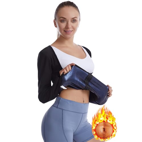 Weyot Saunaanzüge Damen, Schwitzanzug Zum Abnehmen, Sauna Shirt Langarm Oberteile Shapewear Sauna Effekt Fitness Korsett Gewichtsverlust Bauchweg Sweatshirt-Top, 2XL/3XL,Blue von Weyot