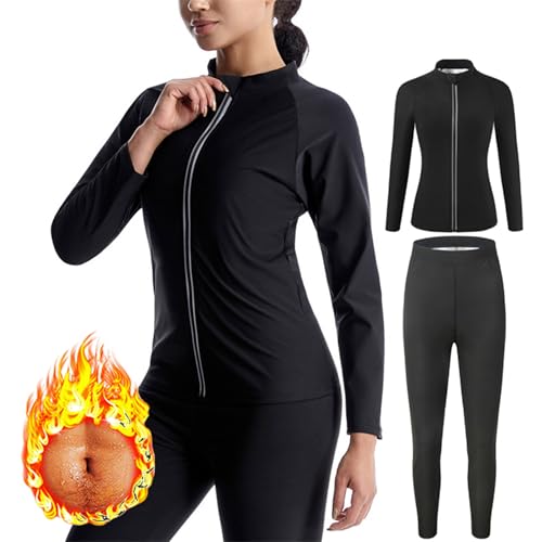 Weyot Saunaanzüge Damen, Schwitzanzug Zum Abnehmen, Sauna Sportanzug Mit Fitness Sportshirt Trainingshose Fettverbrennung Und Bauchstraffung Gewichtsverlust Abnehmen Sauna Shapewear,L,Silver Weyot Saunaanzüge Damen, Schwitzanzug Zum Abnehmen, Sauna Sportanzug Mit Fitness Sportshirt Trainingshose Fettverbrennung Und Bauchstraffung Gewichtsverlust Abnehmen Sauna Shapewear,L,Silver von Weyot