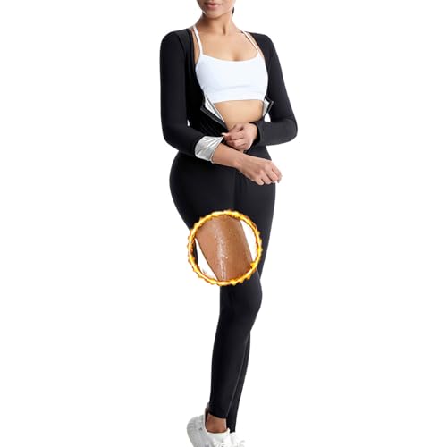 Weyot Saunaanzüge Damen, Schwitzanzug Zum Abnehmen, Sauna Sportanzug Schwitzanzug Sauna Effekt Gewichtsverlust Fitness Body Shaper Sauna Fatburner Abnehmen Shapewear,M,Silver von Weyot