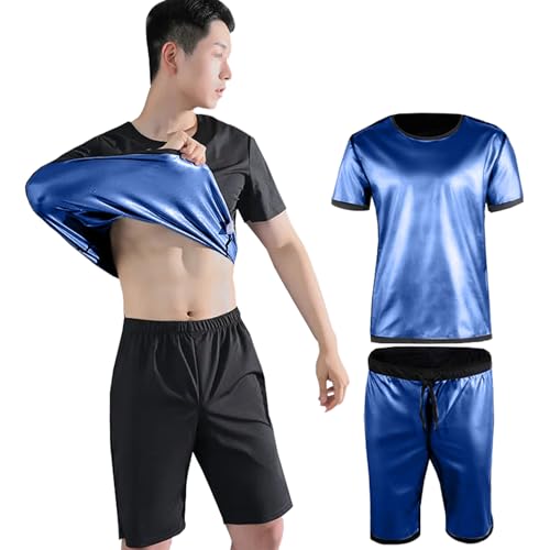 Weyot Saunaanzug Für Herren, Schwitzanzug Herren Zum Abnehmen, Sauna Sportanzug Herren Trainingsanzug Sweatsuit Für Boxen MMA Gym Fitness Laufen,3XL, Vest + Shorts von Weyot