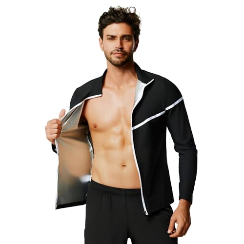 Weyot Saunajacke Für Herren, Schwitzanzug Herren Zum Abnehmen, Saunaanzüge Schwitzjacke Herren Mit Reißverschluss, Schwitzeffekt Fettverbrennung Bauchkontrolle Saunajacke Trainingsjacke,XL,Black Weyot Saunajacke Für Herren, Schwitzanzug Herren Zum Abnehmen, Saunaanzüge Schwitzjacke Herren Mit Reißverschluss, Schwitzeffekt Fettverbrennung Bauchkontrolle Saunajacke Trainingsjacke,XL,Black von Weyot