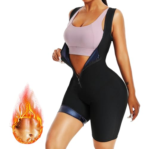 Weyot Schwitzanzug Damen Zum Abnehmen, Sauna Effekt Gewichtsverlust Bauchkontrolle Sauna-Shapewear Mit Reißverschluss Fatburner Abnehmen Fitness Body Shaper,3XL,Blue von Weyot