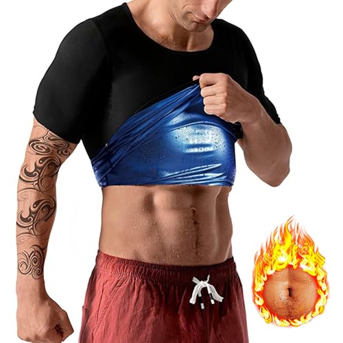 Weyot Schwitzanzug Herren Zum Abnehmen, Saunaanzüge Saunaweste Fitness Korsett Shapewear Sauna Effekt Gewichtsverlust Fettverbrennung Bauchkontrolle Oberteil, L/XL,Blue von Weyot