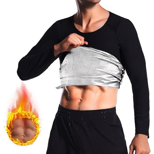 Weyot Schwitzanzug Herren Zum Abnehmen, Saunashirt Herren, Saunaanzüge Schwitzeffekt Body-Shapewear- Gewichtsverlust Bauchkontrolle Fitness Trainingsshirt,S/M,Silver von Weyot