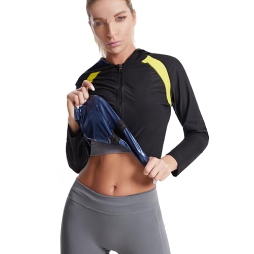 Weyot Schwitzanzug Zum Abnehmen, Saunaanzüge Damen Saunajacke Fitness Shapewear Sauna Effekt Trainingsjacke Gewichtsverlust Bauchweg Schwitzjacke,L,Blue von Weyot