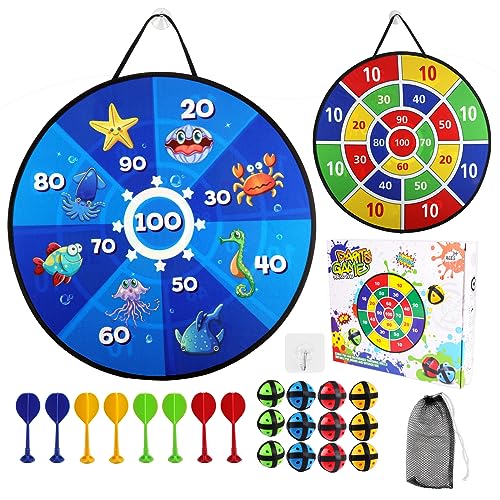 Kinder Dartscheibe Spielzeug, Dartscheibe für Kinder 26 Zoll/66cm, 12 Klebrigen Bällen, 8 Schaumpfeile, 1 Tasche und 1 Haken, für Outdoor-Partyspiele, Geschenke (Blue) Kinder Dartscheibe Spielzeug, Dartscheibe für Kinder 26 Zoll/66cm, 12 Klebrigen Bällen, 8 Schaumpfeile, 1 Tasche und 1 Haken, für Outdoor-Partyspiele, Geschenke (Blue) von Weysoo